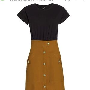 Black and Tan Button-Down Dress